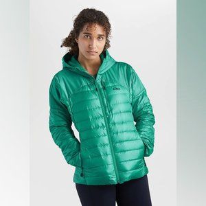Outdoor Research XS Women's Helium Hooded 800+ Down Jacket Jade Green Turquoise